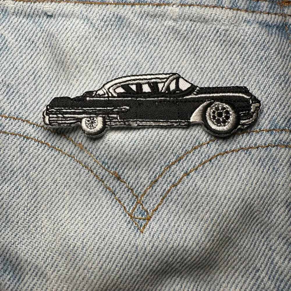 Embroidered Car Patch Iron On Black Classic Cars Enthusiasts Jean‎ Jacket Patch